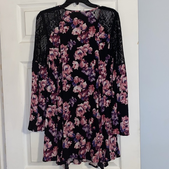 Bebop Black Pink Floral Wide Sleeve V-neck Dress NWOT - Picture 7 of 11